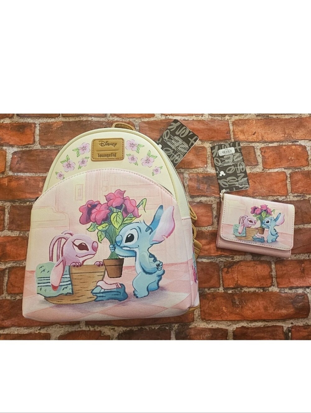 Loungefly Disney Stitch & Angel Laundry Day Mini Backpack & Wallet Set Nwt